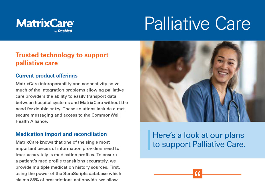 Palliative Care data sheet