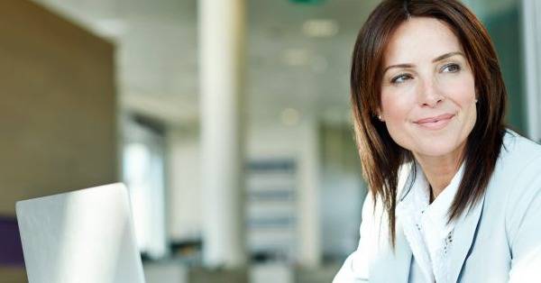 female executive pondering