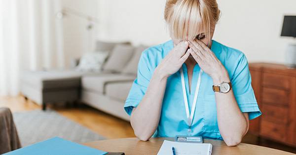 healthcare professional stressed while working